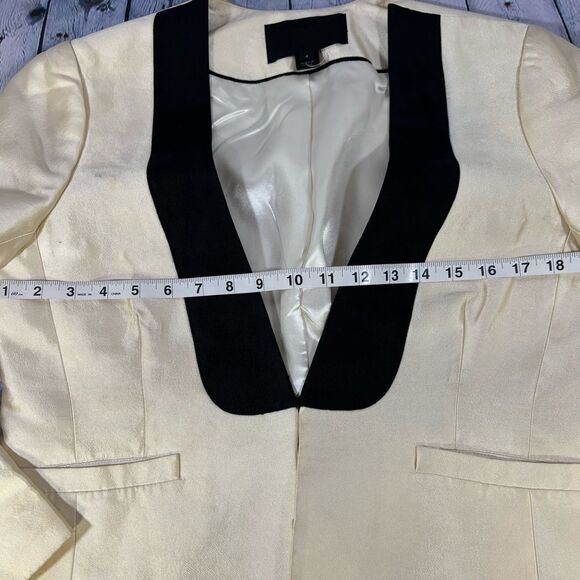 J Crew Collection Silk Tuxedo Black Cream Chic Formal Wedding Jacket 8 Skirt 6 - Picture 8 of 16